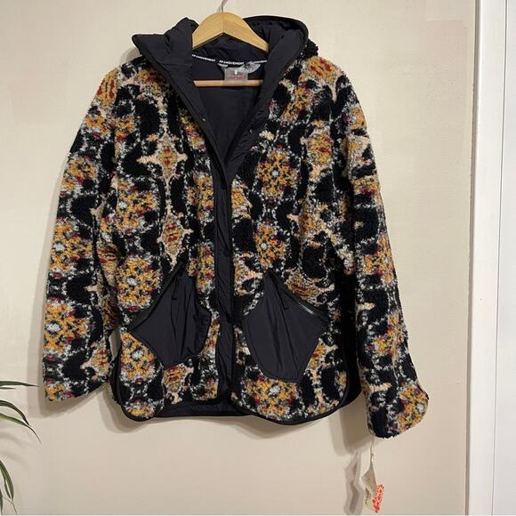 Free People Movement Elevation Jacquard Reversible Hooded Jacket Black Size L - Picture 1 of 8